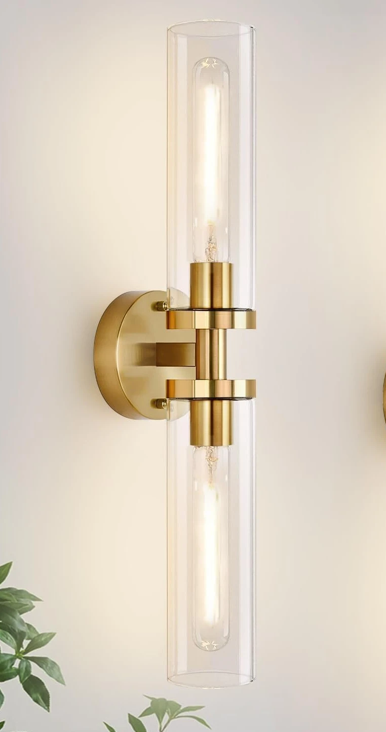 Royelux Modern Glass Tube Wall Sconce - Vanity Light Bathroom Fixture