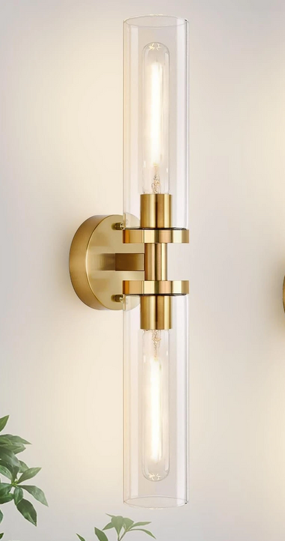 Royelux Modern Glass Tube Wall Sconce - Vanity Light Bathroom Fixture