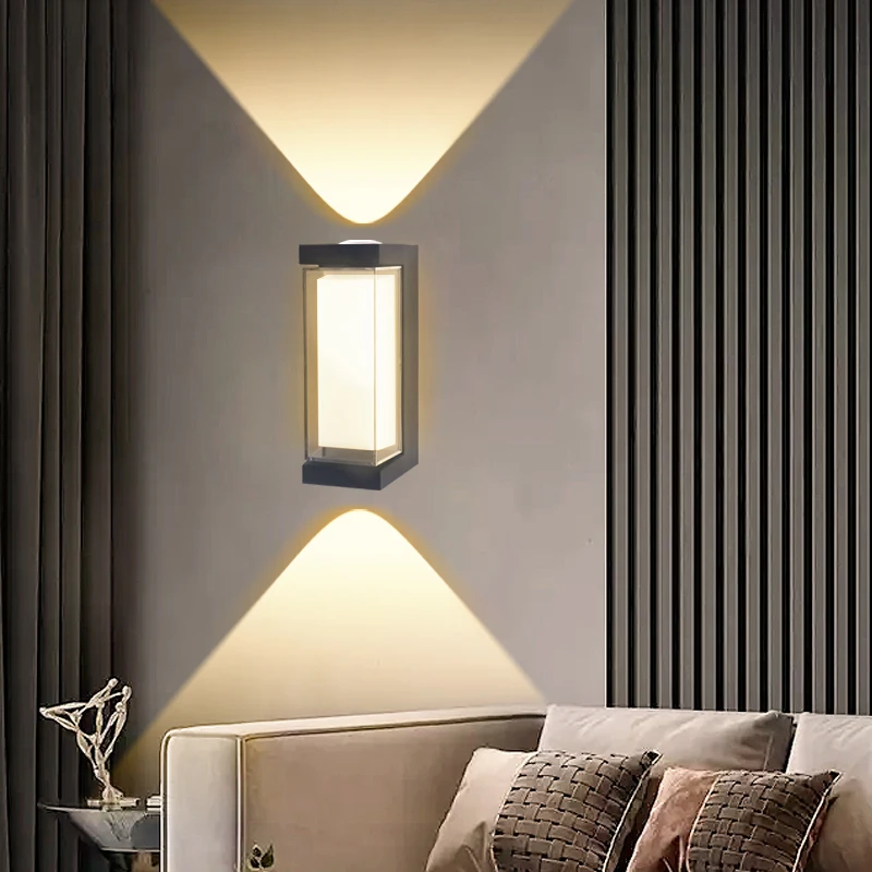 RoyaleGlow Modern Black Aluminum Outdoor Wall Light Up Down IP65 Rated