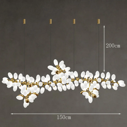 RoyaleGlow Golden Branch Modern Chandelier - Frosted Glass LED  Pendant Light Decor