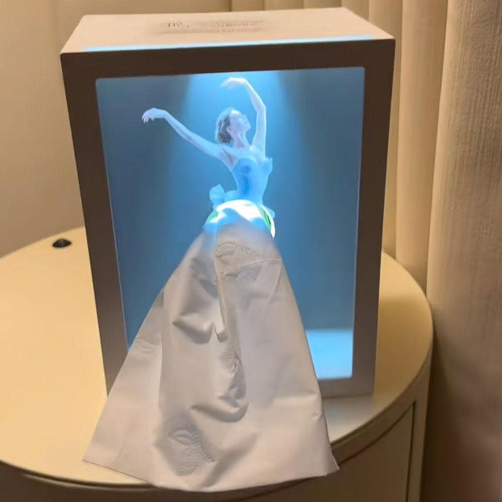 LuxRoyale Enchanting Ballerina Tissue Box with LED Light – Elegant Dance Illusion Decor-Royale Basic
