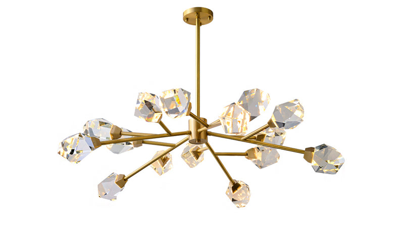 RoyaleGlow Modern Crystal Chandelier Lighting with Gold Finish for Living Room