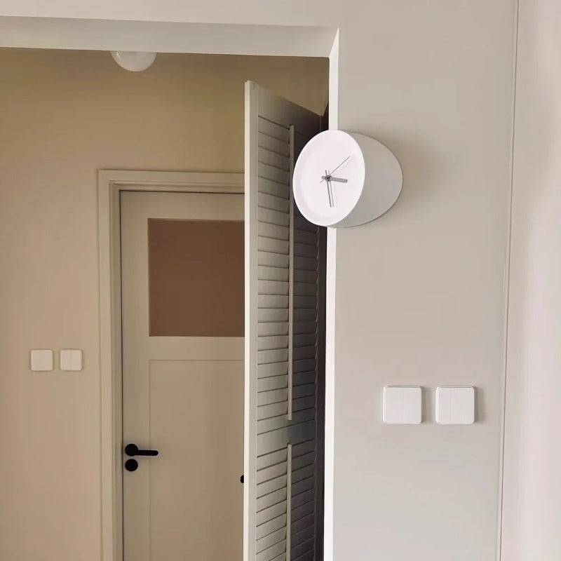 Royelux Contemporary Orange Wall Clock with Architectural Corner Fit