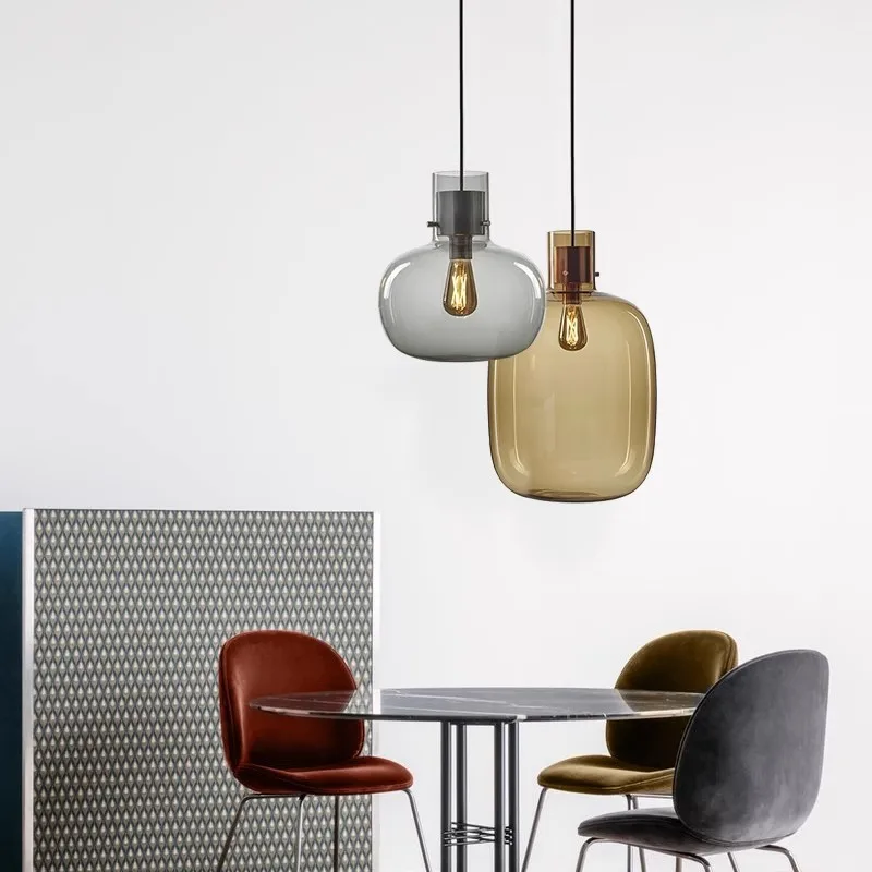 Royelux Modern Nordic Glass Globe Pendant Light - Kitchen Island & Dining Room Hanging Lamp