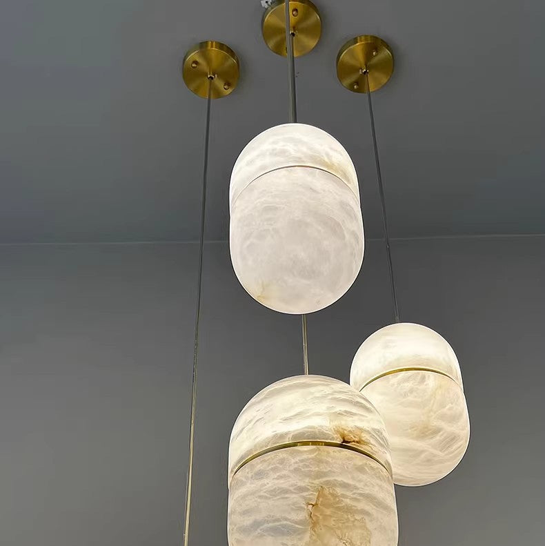 RoyaleGlow Capsule Pendant Light-Modern Minimalist White Opal Glass Fixture