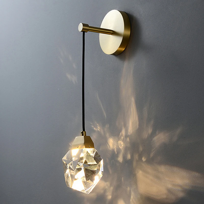 LuxRoyale Crystal Pendant Wall Light With Authentic K9 Crystal Prism Copper Finish