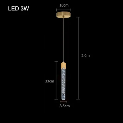 Royelux Modern Gold Crystal LED Pendant Light for Bedside or Island