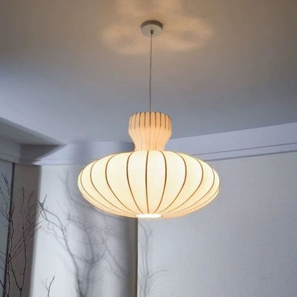 RoyaleGlow Nordic Minimalist Fluted Silk Pendant Chandelier LED Lamp
