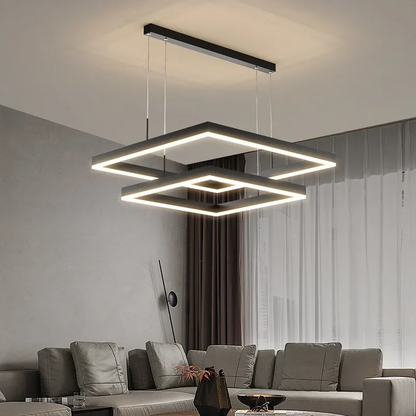 RoyaleGlow Modern Square LED Chandelier for Living Room, Dining Room & Kitchen Island