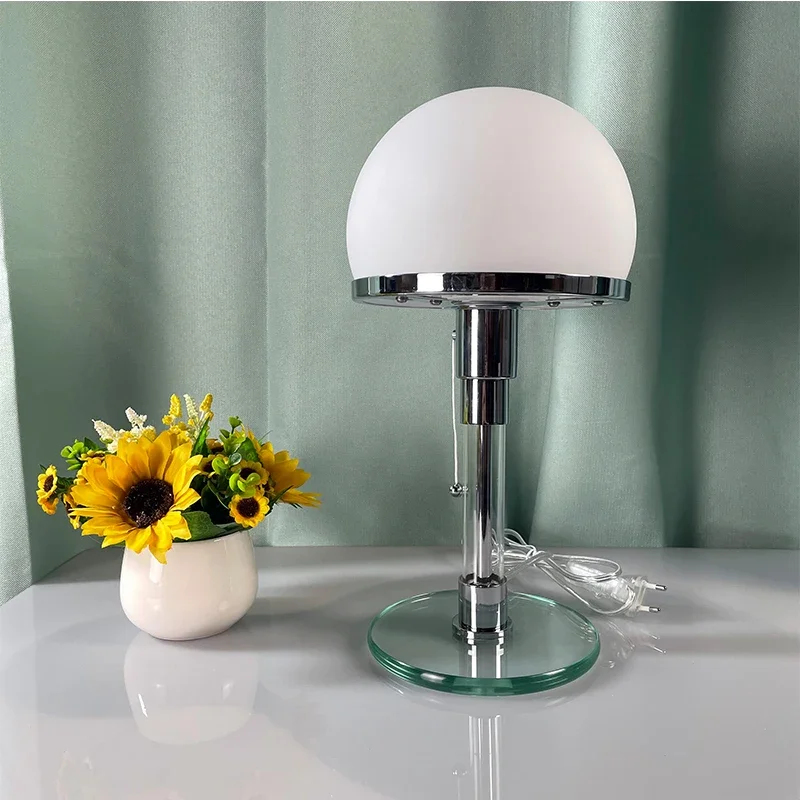 RoyaleGlow Modern Dome Table Lamp - Dimmable, Sleek Metal & Glass Design for Bedside