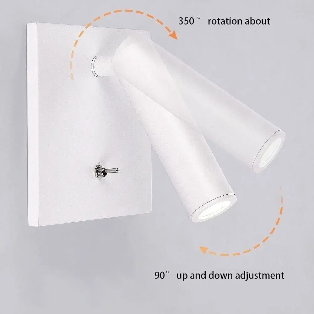 Royelux Modern Adjustable LED Recessed Wall Sconce with Integrated Switch for Bedroom Reading Light