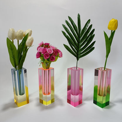 Royelux Gradient Acrylic Vase Modern Geometric Table Decor
