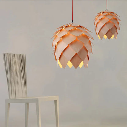 Lumora Pine Cone Wooden Pendant Light | Nordic Japandi Ceiling Lamp