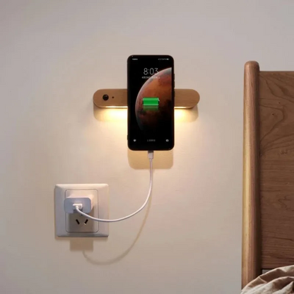 Royaleva Natural Wood Magnetic Key Holder, Motion Sensor LED Wall Light