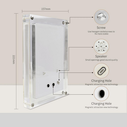 Royaleva Motion Video Frame – Acrylic Digital Display, Customizable & Rechargeable - 5inches / Plug