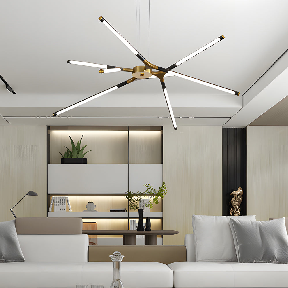 3/8-Light LED Dimmable Linear Sputnik Chandelier for Living Room 2