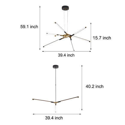 3/8-Light LED Dimmable Linear Sputnik Chandelier for Living Room 4