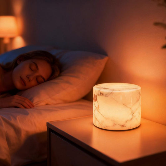 Royelux Natural Marble Table Lamp with USB-C Charging and 3-Way Dimmable LED