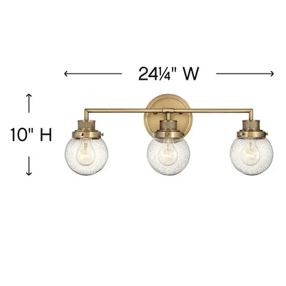Royelux 24-Inch 3-Head Poppy Vanity Light with Ribbed Glass Globes
