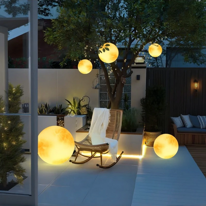 RoyaleGlow Solar Outdoor Moon Globe Light - Resin & Fiberglass Sphere Lamp