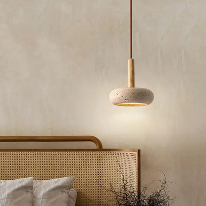 LuxRoyale Minimalist Copper Frosted Glass Pendant Lamp With Stone Accent for Soft Bedroom Lighting