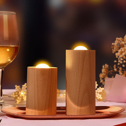 LuxRoyale Minimalist Wood LED Lamp- USB Rechargeable Warm Ambient Light
