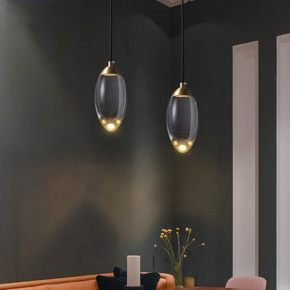 LuxRoyale Modern Glass Drop Pendant Light-Warm LED Hanging Lamp