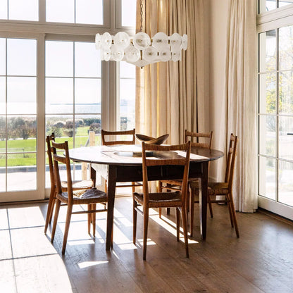 RoyaleGlow Modern Amber Glass Disc Chandelier Hanging Light Fixture For Dining Room