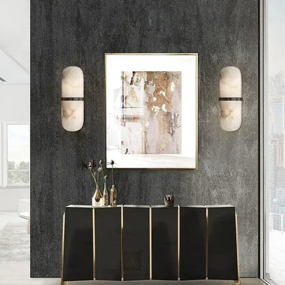 RoyaleGlow Modern Nordic Marble Wall Sconce with Integrated LED & Metal Accent