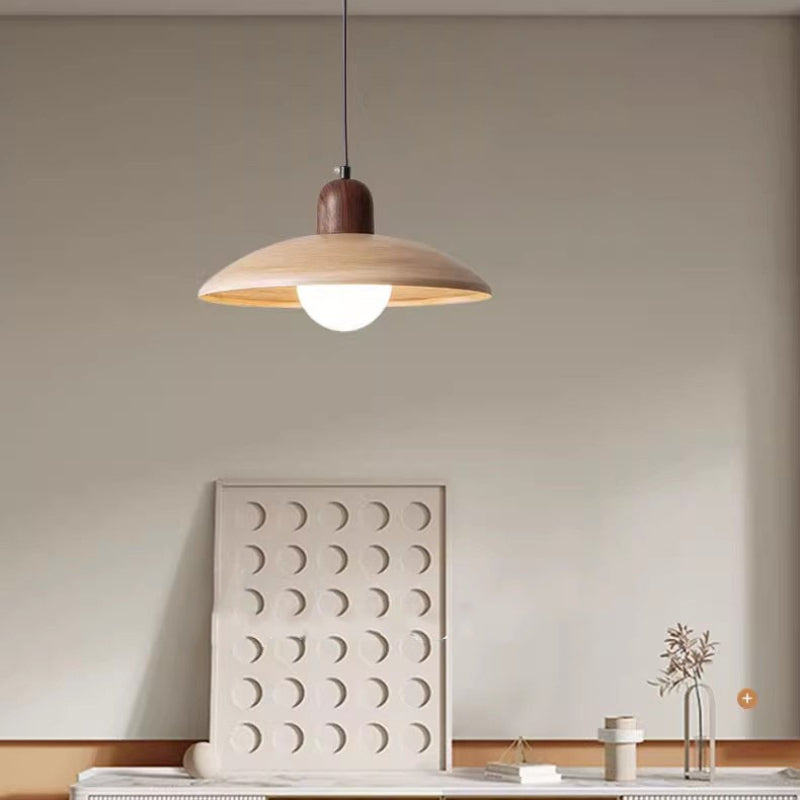LuxRoyale Japanese Walnut Pendant Light, Wabi-Sabi Handcrafted Minimalist Fixture