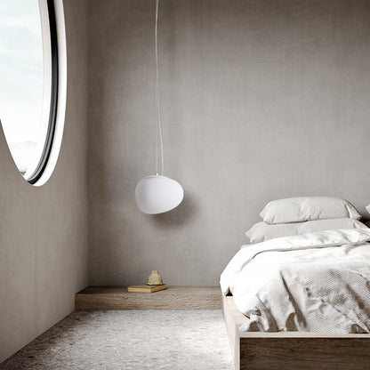 LuxRoyale Modern Pebble LED Pendant Light White Frosted Glass Diffuser