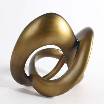 RoyaleGlow Abstract Gold Knot Sculpture - Modern Geometric Resin Home Decor