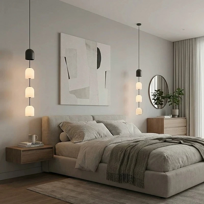 Royelux Modern Stacked Glass Pendant Light with Frosted Globes for Living Room, Hotel, Cafe