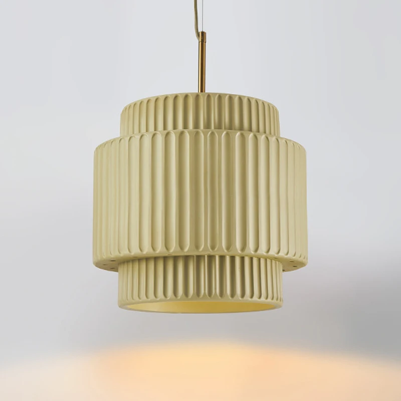 Royelux Modern Ribbed Green Resin Pendant Light - Hanging Lamp For Dining Room