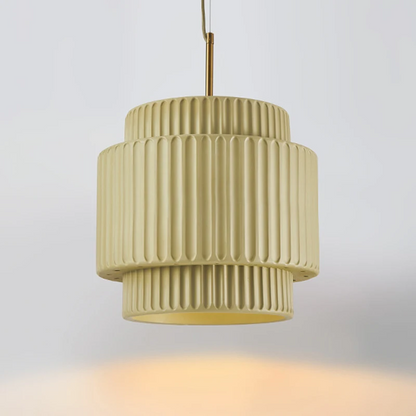 Royelux Modern Ribbed Green Resin Pendant Light - Hanging Lamp For Dining Room