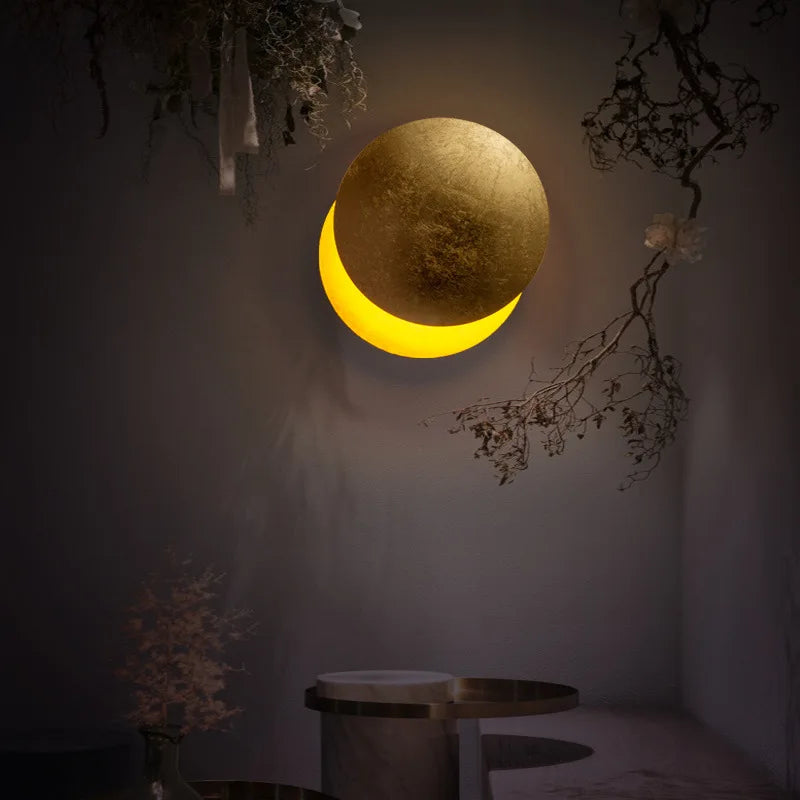 RoyaleGlow Rotatable Moon Phase LED Wall Sconce - Modern Adjustable Lighting for Bedroom & Hallway