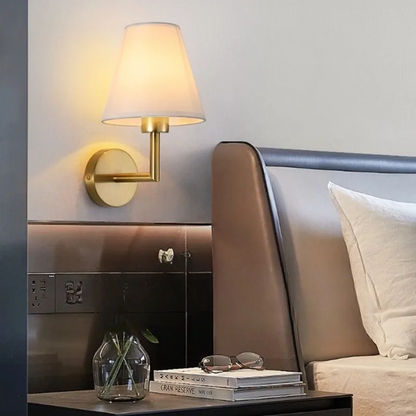LuxRoyale Cordless Brushed Brass & Fabric Wall Lamp - Dimmable 2 Pack