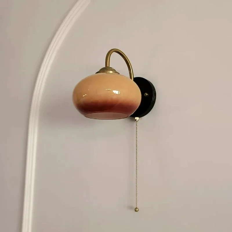 LuxRoyale Ash Wood Wall Lamp With Glass Shade - Luxury Caramel Beige Glow