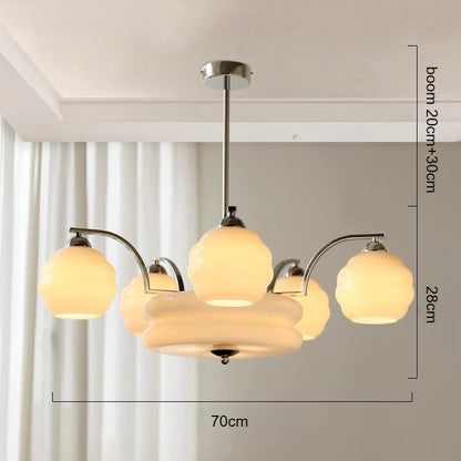 RoyaleGlow Art Deco Brass Chandelier with Frosted Glass Shades