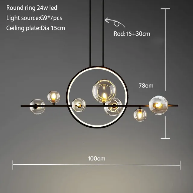 RoyaleGlow Modern Linear Chandelier with Glass Spheres for Dining Room