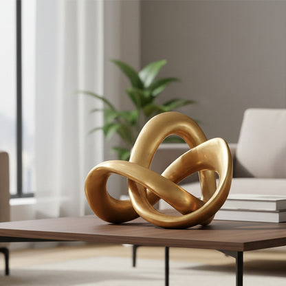 RoyaleGlow Abstract Gold Knot Sculpture - Modern Geometric Resin Home Decor