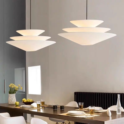 RoyaleGlow Tiered Fabric Pendant Light-Modern Disc Chandelier for Living Room
