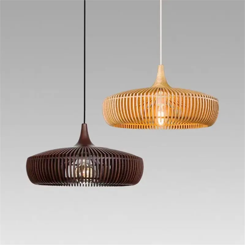 Lumora Japandi Wooden Pendant Light - Modern Minimalist Kitchen Island Lighting