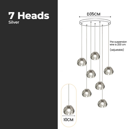 LuxRoyale Cascading Crystal Drop Chandelier for Staircase Entryway Lighting