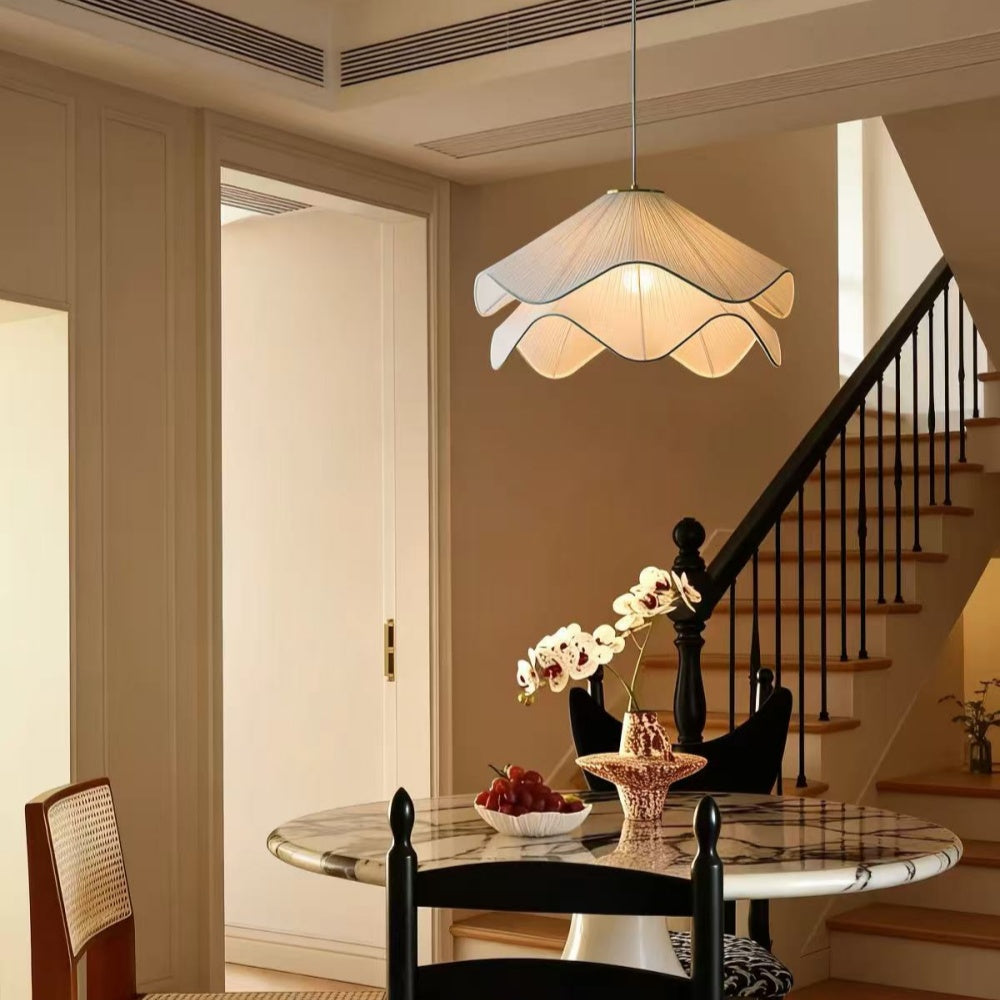 LuxRoyale Serene Fabric Tiered Ceiling Pendant Light for Modern Home Decor