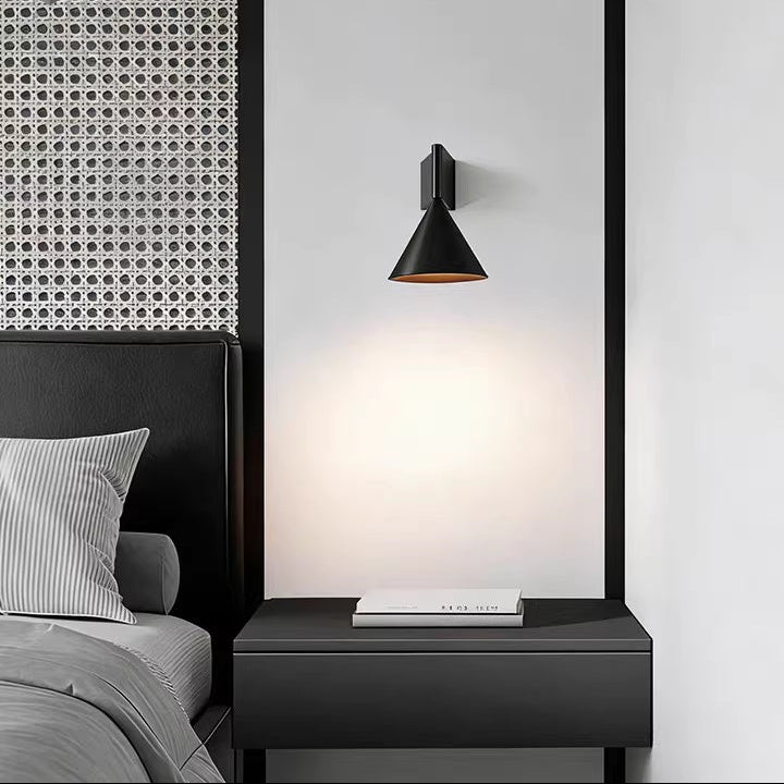 RoyaleGlow Minimalist Cone Wall Sconce - Black Brushed Aluminum Up Down Light