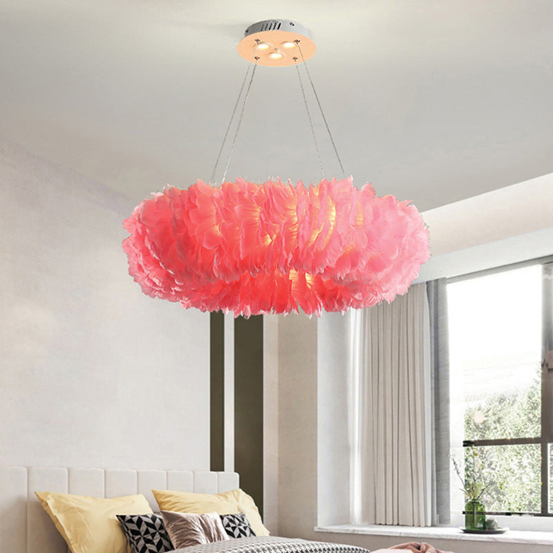 RoyaleGlow Nordic Feather Chandelier Modern LED Pendant Light for Living Room