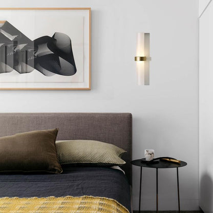 RoyaleGlow Modern Frosted Glass Tube Wall Sconce Warm White LED Light