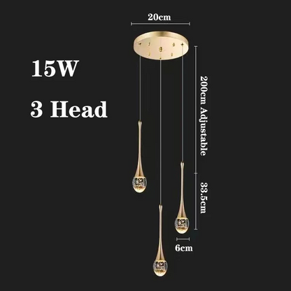 LuxRoyale Waterfall Gold LED Crystal Chandelier for Staircase Entryway