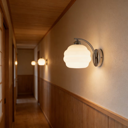 Royelux Vintage Art Deco Wall Lamp with White Glass Shade Brass Finish, Luxury Wall Lighting